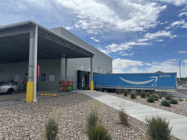 Amazon Distribution Facility, Naples, UT - Covered loading area with trailer